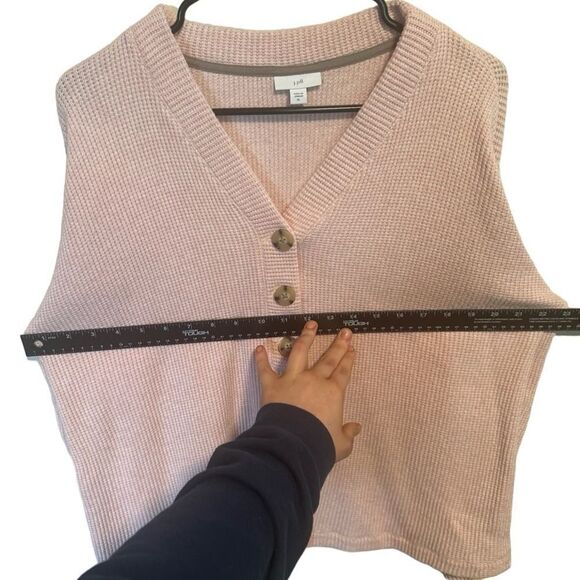 J. Jill- Pink Waffle Knit Henley Pullover Long Sleeve Sweater, Size XL - Picture 4 of 8